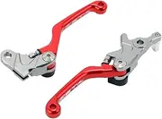 Zeta Racing CRF250L, CRF250M, CRF250RALLY Pivot Lever Set, CP 3 Finger, Red, Forward Reversible Type, Stepless Adjustment of Lever Position, Full Cutting Processing, Color Anodized Dirt Freak