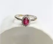 2.00 Ct Oval Natural Ruby Engagement Diamond Women Ring 14K solid white gold