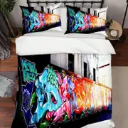 3D Graffiti Quilt Cover Set Bedding Set Pillowcases 40