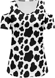 [PinUp Angel] Women Casual Tops Cut Out Cold Shoulder Short Sleeve T Shirts Fashion Summer Tunic Blouse Shirts