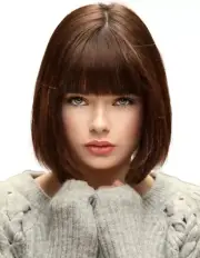 Brown Wigs for Costume Women 12'' Short Brown Bob Hair Wig with Bangs Natural Cu