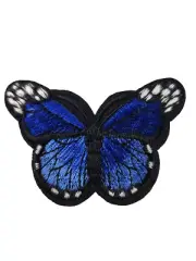 Butterfly Patch/Badge High Quality Iron-On Sew-On Blue