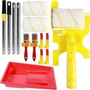 Paint Edger Roller Brush Kit, Clean-Cut Wall Paint Roller with Extension Pole and Tray, Handheld Paint Edger Combo Set, Trimming Color Separation Paint Roller for Door Window