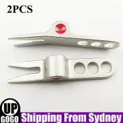 2PCS Golf Ball Marker mark Divot Pivot Repair Tools Repairer Silver New Tools AU