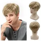 Fashion Men Blond Wig Side Part Synthetic Wig Party Short Straight Wig Male