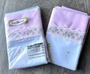 Vintage Lady Pepperell 4 Standard Pink & White Rose Percale Pillowcases ~New