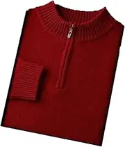 [Hamthuit] Men Half-Height Collar Thick Warm Pullover Men's Half Turtleneck Knit Sweater Business Casual Loose Thicken Sweater
