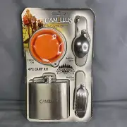 Camillus 4 Piece Camp Kit Multi-Tools, Flask(Stainless Steel) & Folding Cup NEW