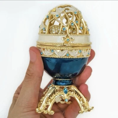 Egg With an Elephant Trinket Box hand made by Karen Kopal & Austrian Crystals.