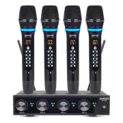 Pro Rechargeable Wireless Microphone System 4 Channel, UHF Metal Handheld Wir...