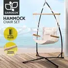 Gardeon Hammock Chair with Steel Stand Armrest Outdoor Hanging Bed Cream