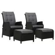 Gardeon 2PC Recliner Chair Sun lounge Wicker Loung