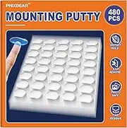PHIXBEAR 480 Pcs Mounting Putty Removable Sticky Tack for Wall Hanging Things, Clear Tacky Putty Wall Pictures Poster Putty Tack Non Marking 0.31" X 0.51"