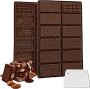 WD&CD 2 Pcs Chocolate Molds, 12 in 1 Silicone Chocolate Molds, Non-Stick Food Grade Silicone Mold for Candy, Jelly, Ice Cube, Baking, Snacks, Easily Make Delicious