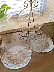 Bohemian Crystal Set of 3 Serving Platers hand blown made by Crystalex in Czec.