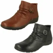 Ladies Clarks Cora Rouched Buckle Detailed Ankle Boots