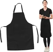[TENDYCOCO] Bib Apron Cooking Aprons for Women and Men Adjustable Neck Strap Chef Aprons Breathable Fabric for Home Cooking Painting and Kitchen