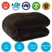 Laura Hill 600gsm Faux Mink Comforter Quilt Duvet Doona - Super King Blanket