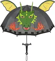 [Kidorable] Dragon Knight Grey Umbrella for Boys w/Fun Sword Handle, Pop-Up Dragon Wings