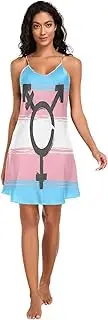 [RPLIFE] Transgender Transsexual Pride Symbol Flag Blue Women's Satin Slip Dress, Satin Cami Dress
