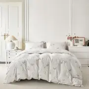 Sketch Flower Duvet Cover 100% Cotton 3 Pcs Set 1 Artistic Queen Sketch Floral
