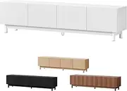 ALFORDSON TV Cabinet Stand 180 x 40 x 45cm with 2 Ample Side cabinets, 2 Middle Shelves and Storage Cable Management Holes, Tambour Sliding TV Stand for Home Living Room Bedroom, White