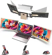 Kwumsy Portable Laptop Monitor - 15.6 Inch Dual Monitors Screen for, Rotatable 90°-235° & Plug and Play for Wins/Mac/PC (Type-C/HDMI/H5-T)