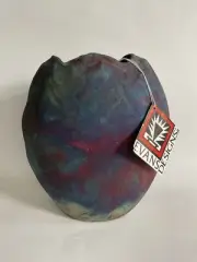 Large Signed Raku Pottery Vase