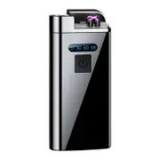 unbrand Metal Machine With High Power Compact And Convenient Ignition USB Charging Power Display LED Lighting Windproof Lighter Black