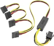 Aswalling 1 Piece Graphics Card 6PIN to SATA Hard Drive Power Supply Cable & Red PVC+18AWG Tinned Copper Wire 12V to SATA Hard Drive Cable Step-Down Voltage Stabilization