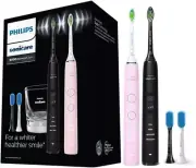 Philips Sonicare DiamondClean 9000 Black & Pink Toothbrush Bundle, 4 Modes