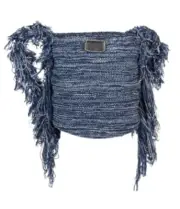 Chloe Jorge Ocean Waves Bucket Bag Striped Cashmere-Blend Knit Crossbody-NEW!