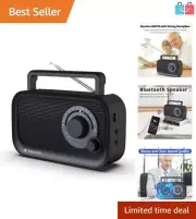 Portable AM/FM Radio with Bluetooth Speaker - Best Reception & Easy Tuning