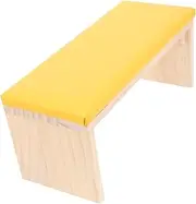 Baluue Nail Art Hand Pillow Arm Rest Cushion for Manicure Comfortable Support Wooden Imitation Leather Yellow