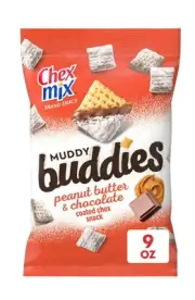 ⚫️ New Simply Chex Mix Muddy Buddies Peanut Butter Chocolate Coated Snack 9oz
