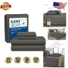 Machine Washable 600 Thread Count Charcoal California King Sheets - 4 Pieces