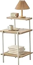 Hagiwara KST-3174NW Side Table, Night Table, with 2 Outlets, Square, Rattan, Korean Style, Interior, Width 15.4 inches (39 cm), Depth 15.4 inches (39 cm), Height 27.6 inches (70 cm), 1 Unit, White