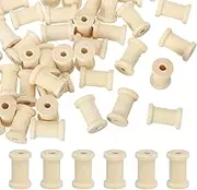 Wooden Empty Spools Unfinished Wood Thread Spools, 1"x0.6" Fit for Embroidery and Sewing Machines Crafts Wire Weaving Bobbins (100Pcs, Natural Color)