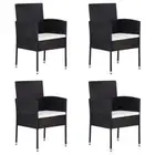 vidaXL Garden Chairs with Cream White Cushions 4 pcs Black Poly Rattan HEE