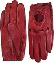 [Generic] Women's Sheepskin Driver Gloves Breathable Snap Button Colored Genuine Leather Gloves