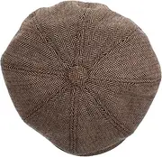 [LIFKOME] Retro Octagonal Beanie Hat Warm Headwear for Women Stylish Beret Cap Turned Twill Pattern Designed Hat Light Brown