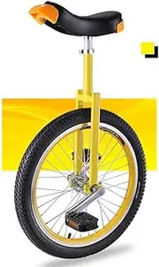 16" / 18" / 20" Kid's/Adult's Trainer Unicycle, Height Adjustable Skidproof Butyl Mountain Tire Balance Cycling Exercise Bike Bicycle, Yellow (Color, Yellow, Size, 18 Inch Wheel),Yellow. Durable TDF