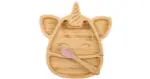Citron Bamboo Divided Plate with Unicorn Spoon