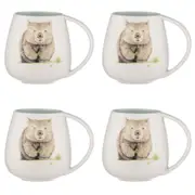4x Ashdene Bush Buddies Wombat Snuggle 500ml Coffee/Tea Mug New Bone China White