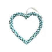 LVD Bead Heart Hanger Wooden Hanging Ornament Home/Garden Decor Blue 17cm