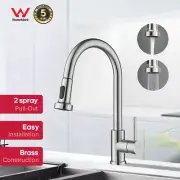 Decaura Kitchen Mixer Tap pull out Brushed 2-Mode Spray 360° Swivel Nickel