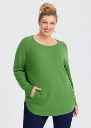 [Virtuelle] Taking Shape Natural Curved Hem Pocket Jumper Size 16 in Tree TOP Green, Viscose - Plus Size Women's Clothing Tree Top Green
