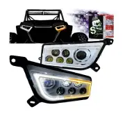 White RZR LED Headlight Halo Turn Signal Kit Street Legal Dual Color Switchback