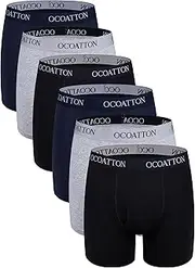 [OCOATTON] Men's Underwear Plus Size Combed Cotton Boxer Briefs Big and Tall 6-Pack