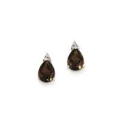 Sterling Silver Diamond u0026 Smoky Quartz Teardrop Post Earrings